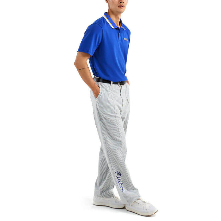 Malbon Grasse Pique Golf Polo Blue - SS25 Men