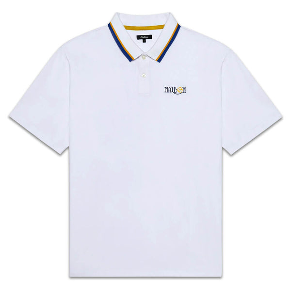 Malbon Grasse Pique Golf Polo White - SS25 Men