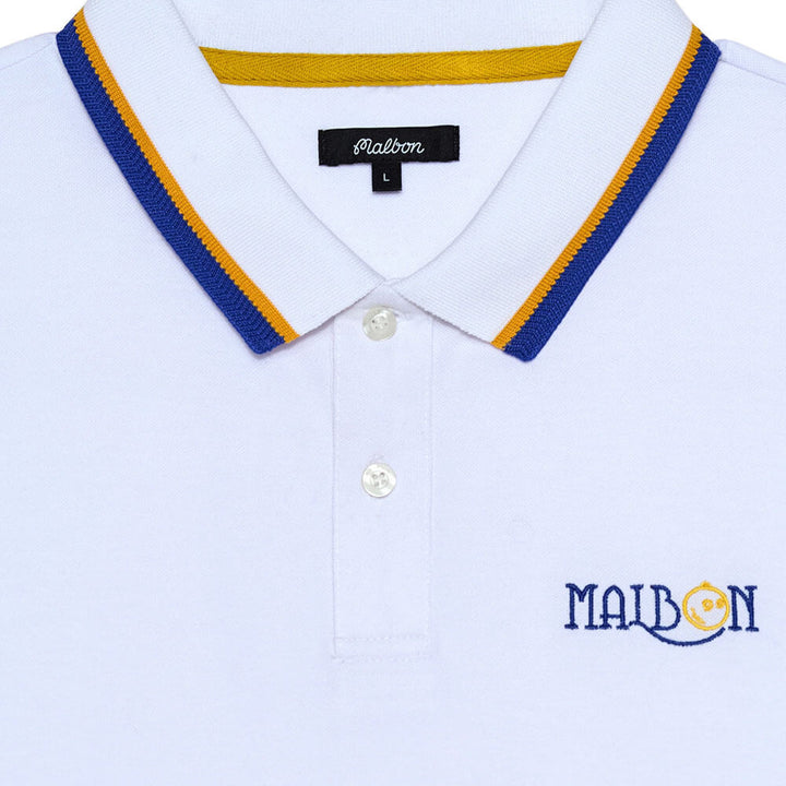Malbon Grasse Pique Golf Polo White - SS25 Men