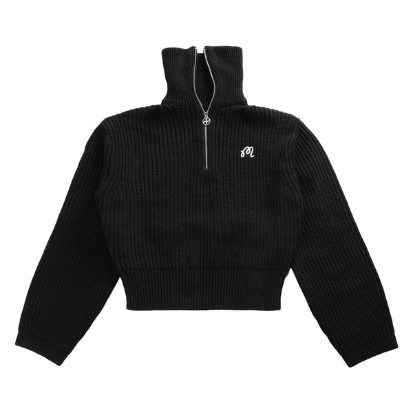 Malbon Anais Quarter Zip Knit Golf Sweater Black - SS25 Women