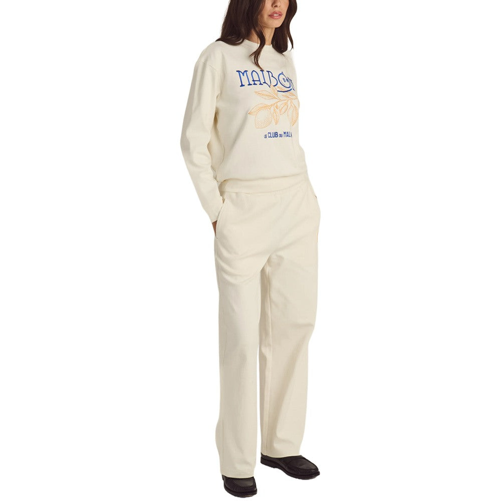 Malbon Adeline Crewneck Golf Sweatshirt Ivory - SS25 Women