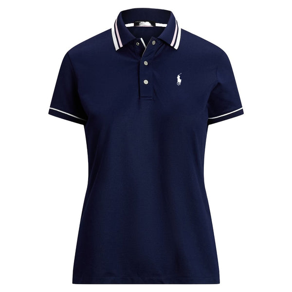 Ralph Lauren Tour Pique Val Golf Polo (Tailored Fit) Refined Navy/Ceramic White/Garden Pink - SP25 Women