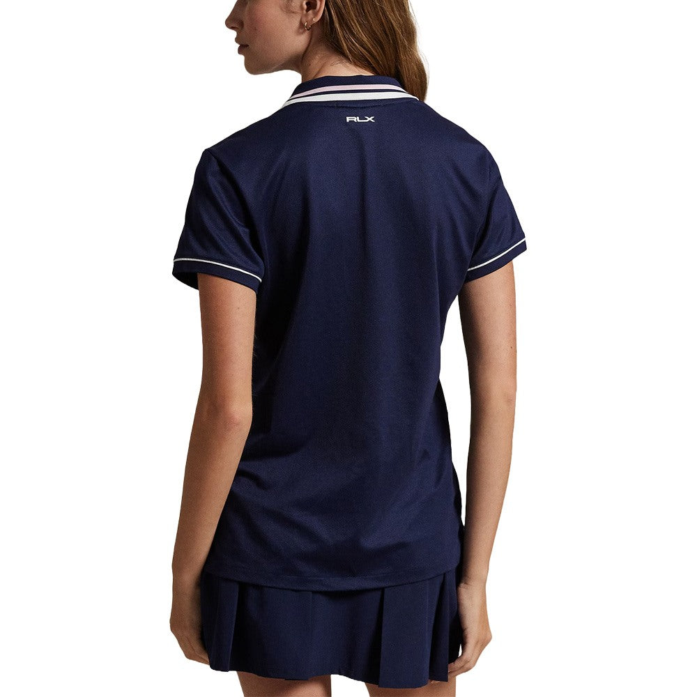 Ralph Lauren Tour Pique Val Golf Polo (Tailored Fit) Refined Navy/Ceramic White/Garden Pink - SP25 Women