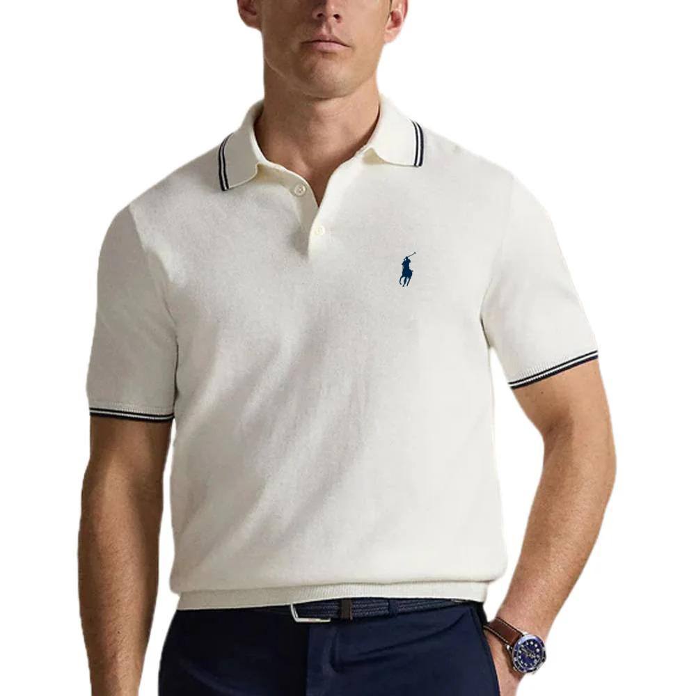 Ralph Lauren Classic Large Pony USA Flag Logo White Pique