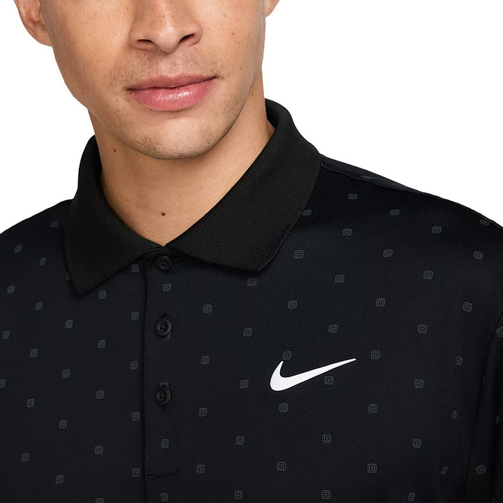 Nike Dri-FIT Tour Print Golf Polo Black/White - SU25 Men