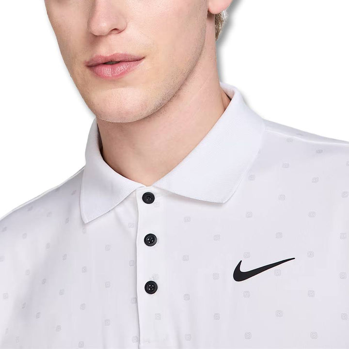 Nike Dri-FIT Tour Print Golf Polo White/Black - SU25 Men