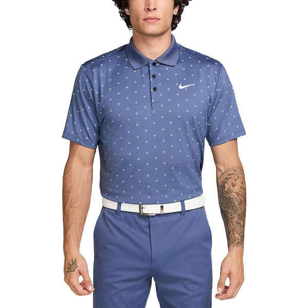 Nike Dri-FIT Tour Print Golf Polo Diffused Blue/White - SU25 Men