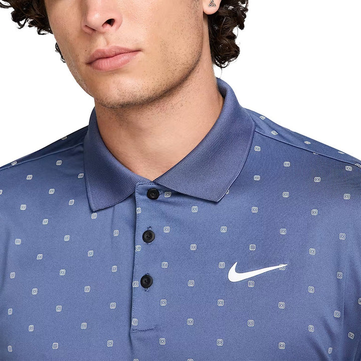 Nike Dri-FIT Tour Print Golf Polo Diffused Blue/White - SU25 Men