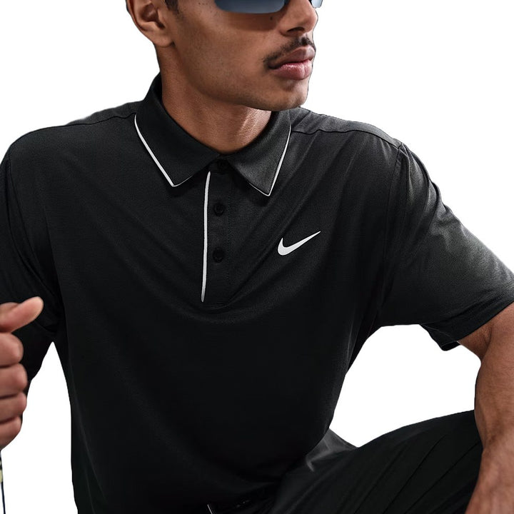 Nike Dri-FIT Tour Piping Golf Polo Black/White - FA25 Men