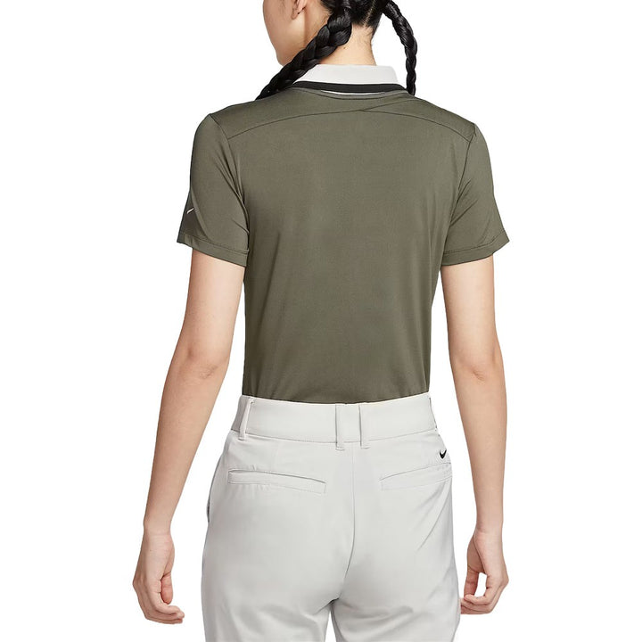 Nike Dri-FIT Tour Short-Sleeve Golf Polo Tarp Green/Black/Pale Ivory - SP25 Women