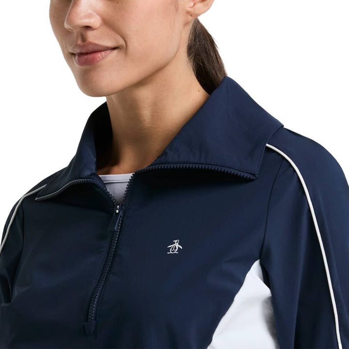 Original Penguin Cropped 1/4 Zip Colorblock Pullover Golf Sweater Bright White - SS25 Women