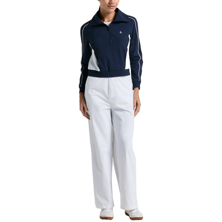 Original Penguin Cropped 1/4 Zip Colorblock Pullover Golf Sweater Bright White - SS25 Women