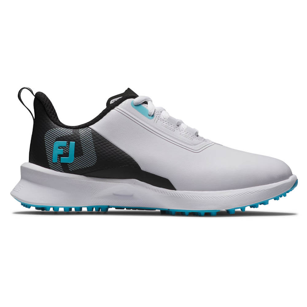FootJoy Fuel Spikeless Golf Shoes White/Black/Blue - 25 Boys