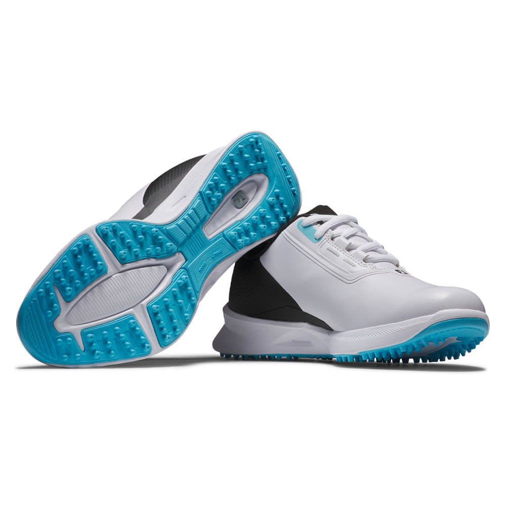 FootJoy Fuel Spikeless Golf Shoes White/Black/Blue - 25 Boys