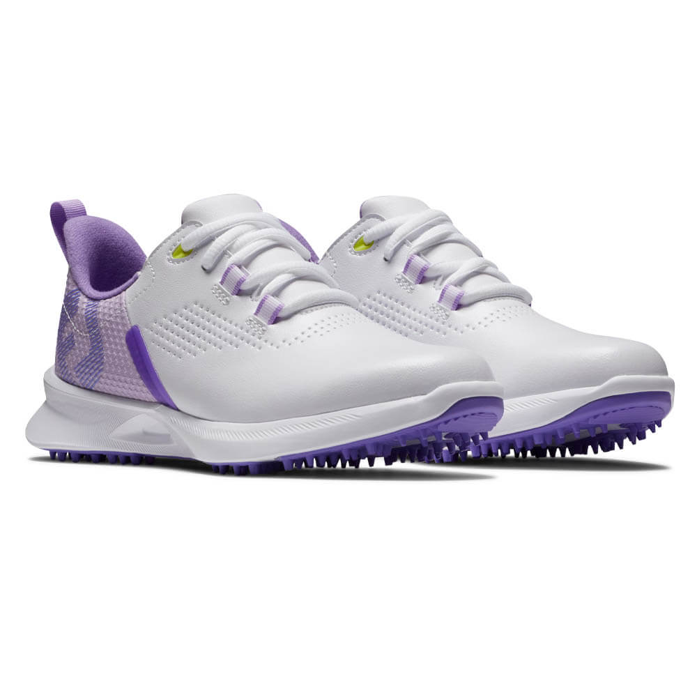 FootJoy Fuel Spikeless Golf Shoes White/Purple - 24 Girls