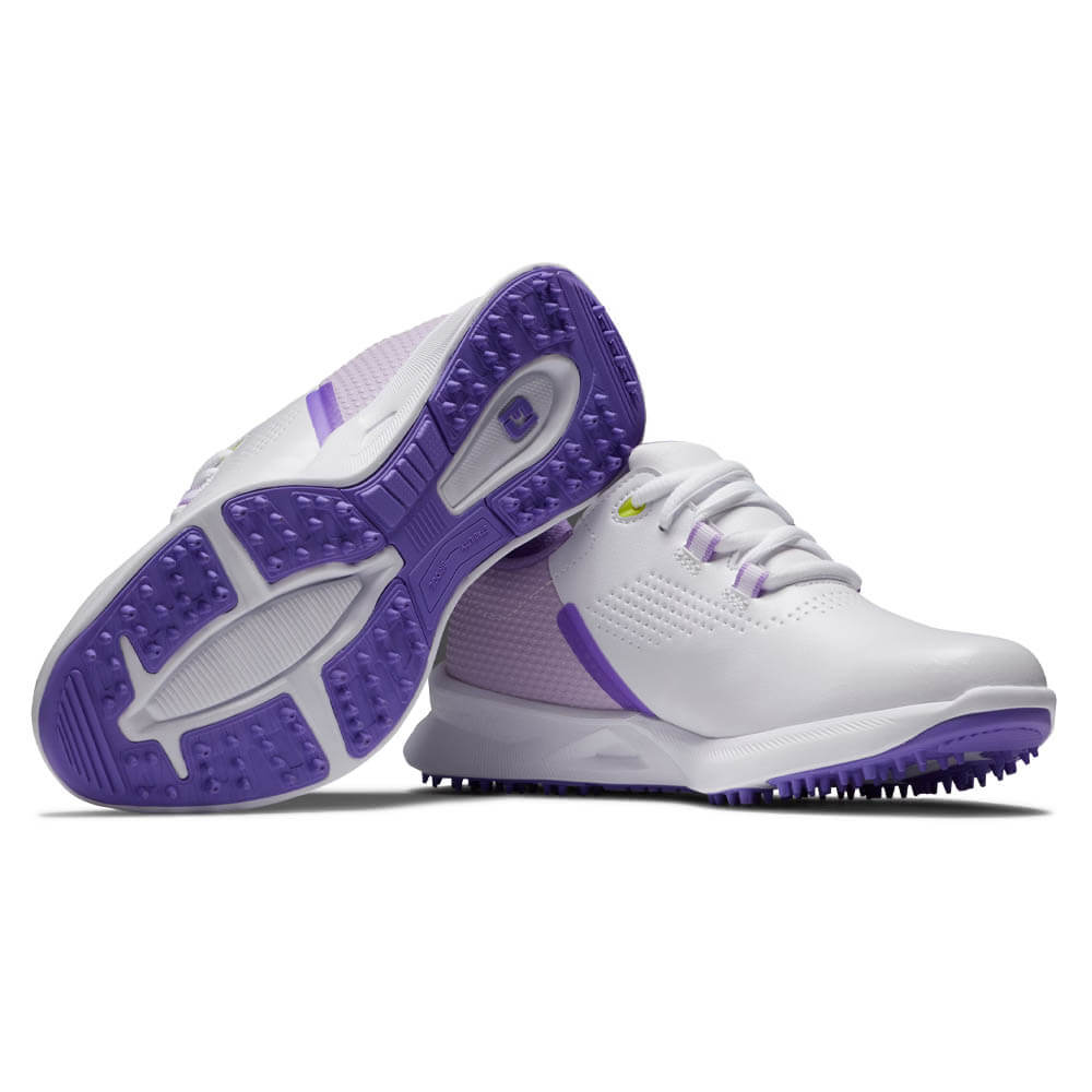 FootJoy Fuel Spikeless Golf Shoes White/Purple - 24 Girls