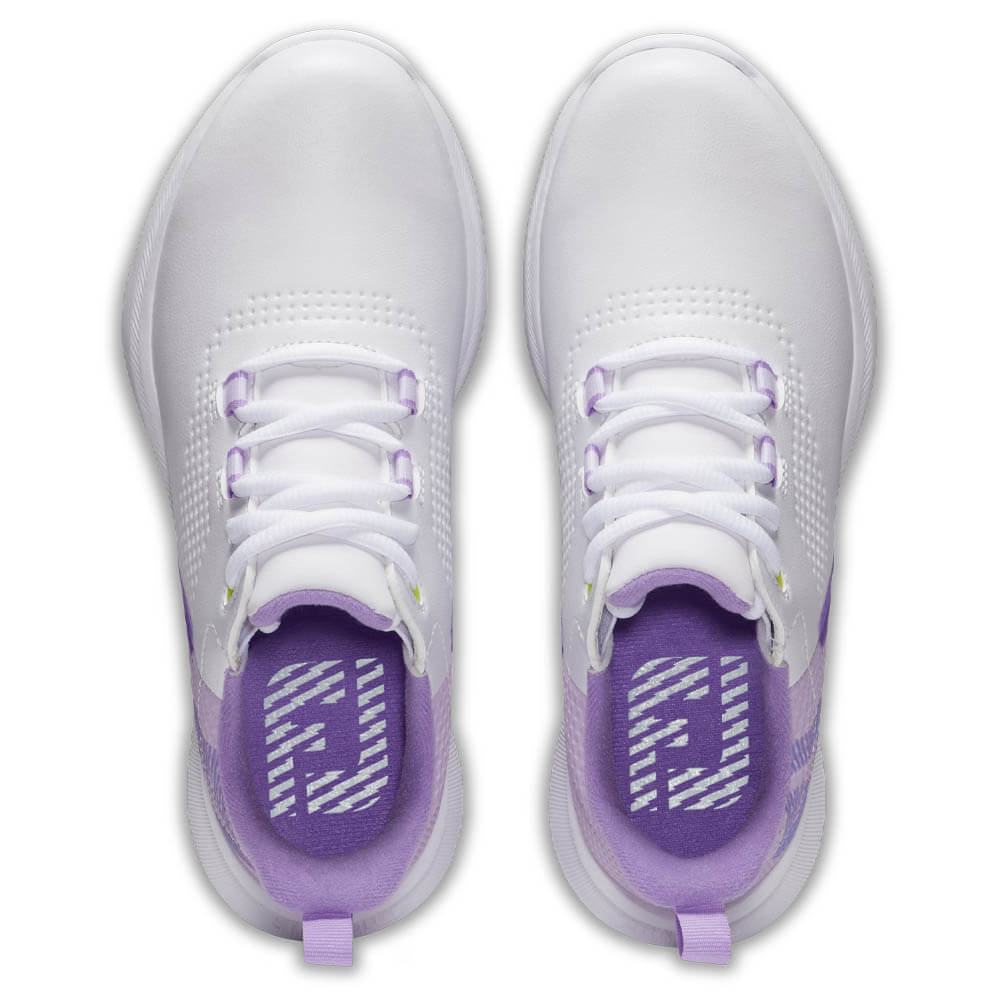 FootJoy Fuel Spikeless Golf Shoes White/Purple - 24 Girls