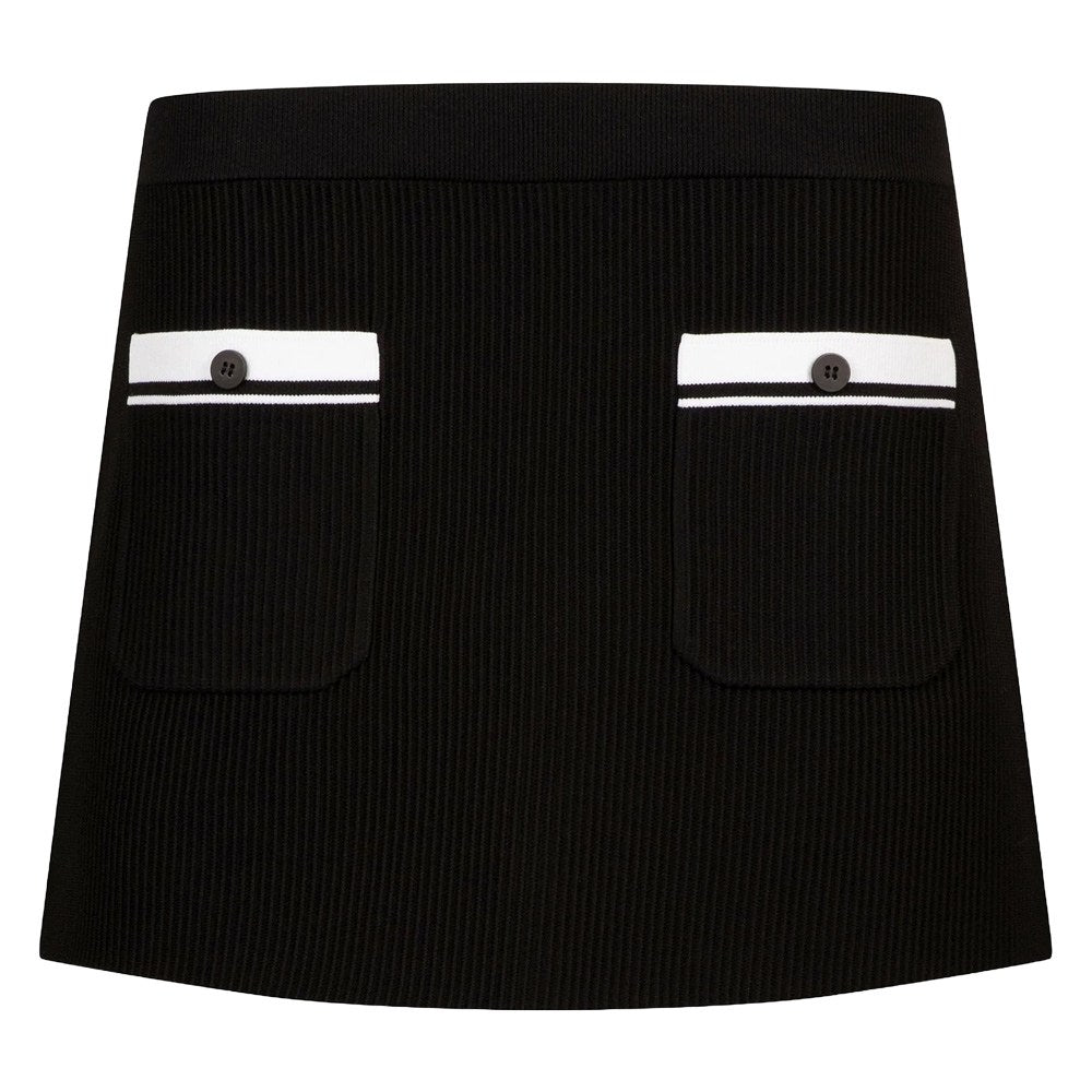 Malbon Luna Rib Knit Golf Skirt Black - SS25 Women
