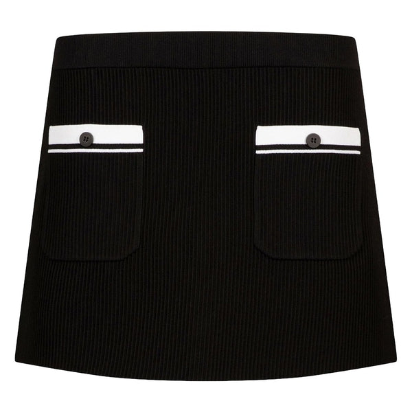 Malbon Luna Rib Knit Golf Skirt Black - SS25 Women