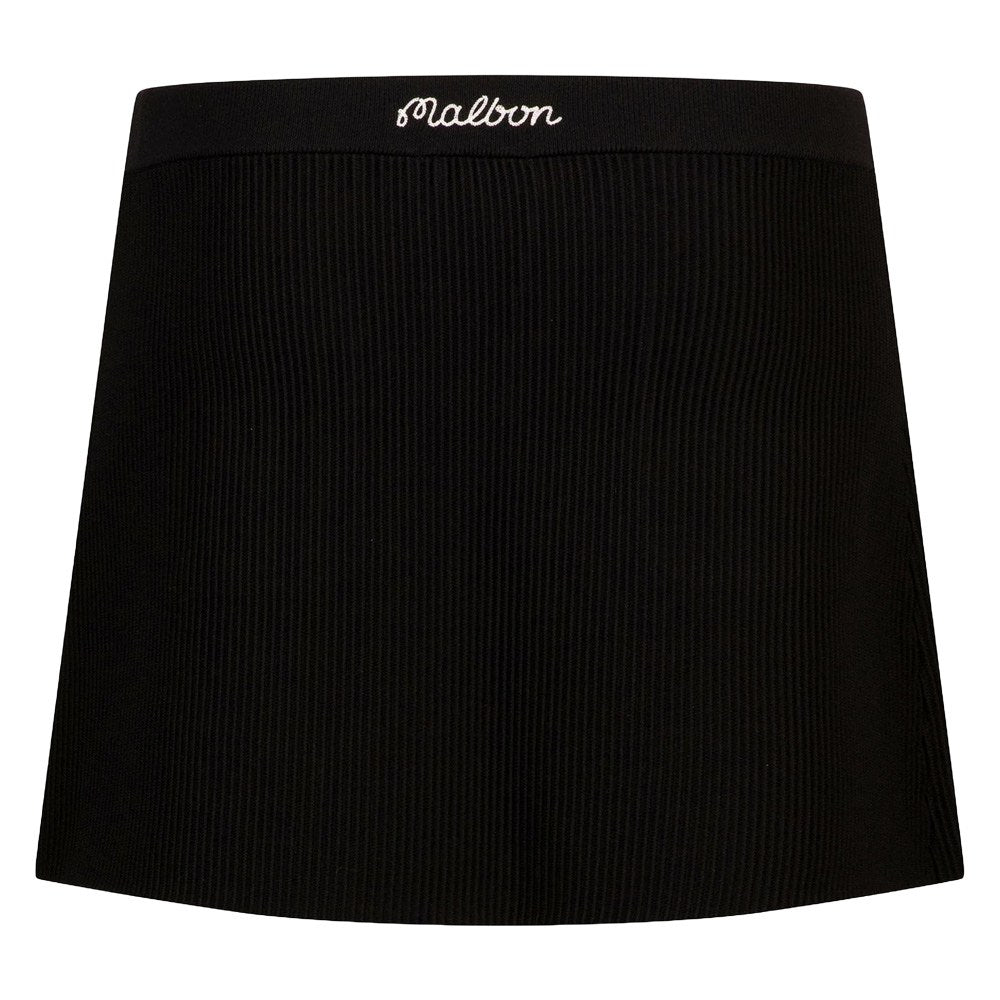 Malbon Luna Rib Knit Golf Skirt Black - SS25 Women