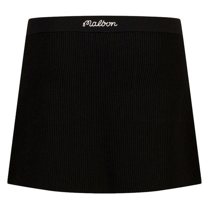 Malbon Luna Rib Knit Golf Skirt Black - SS25 Women