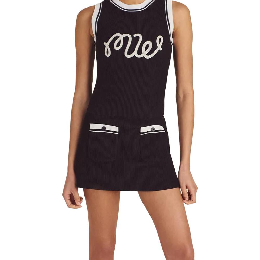 Malbon Luna Rib Knit Golf Skirt Black - SS25 Women