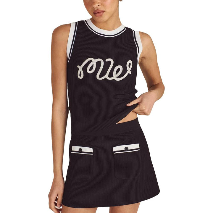 Malbon Luna Rib Knit Golf Skirt Black - SS25 Women