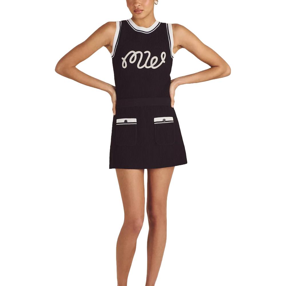 Malbon Luna Rib Knit Golf Skirt Black - SS25 Women