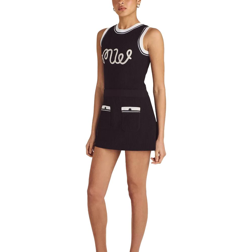 Malbon Luna Rib Knit Golf Skirt Black - SS25 Women
