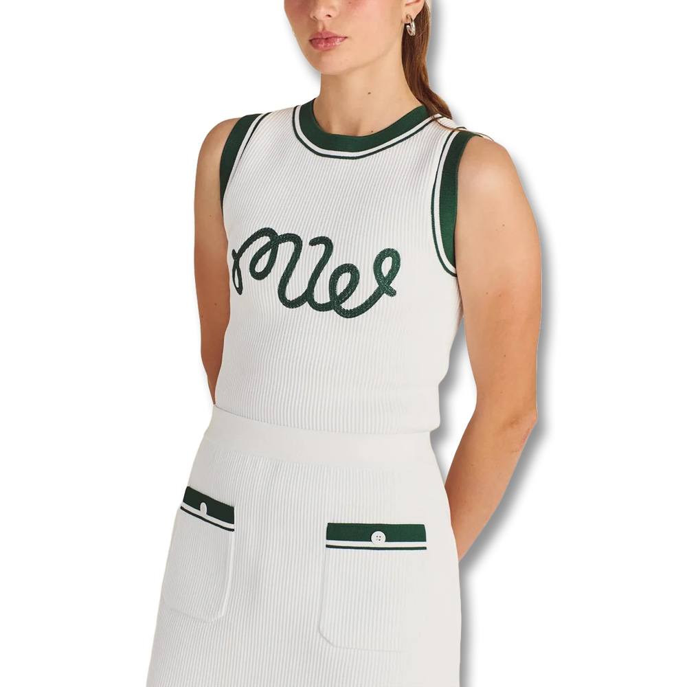 Malbon Luna Rib Knit Golf Skirt Ivory - SS25 Women