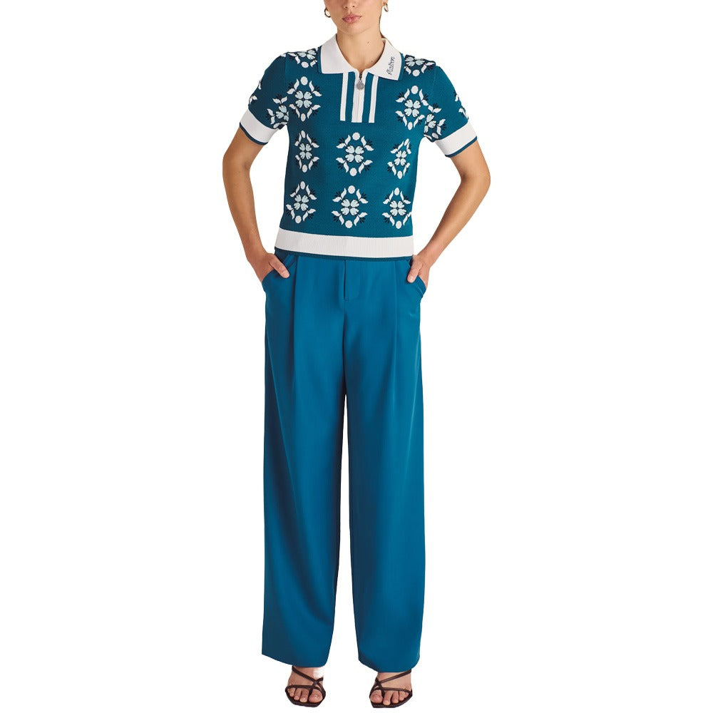 Malbon Lucia Quarter Zip Golf Polo Ocean Multi - SS25 Women