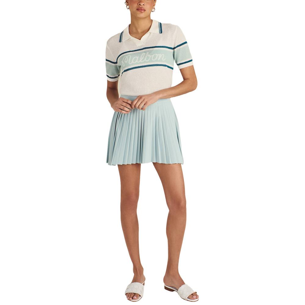 Malbon■(W)JADE Polo Short-Sleeved Sweater■送料込 Malbon Jade Shortsleeve Sweater Golf Polo White - SS25 Women