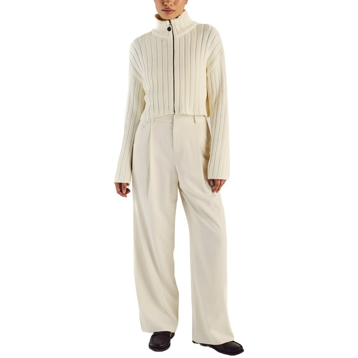 Malbon Allegra Chunky Knit Zip Up Golf Pullover Ivory - SS25 Women