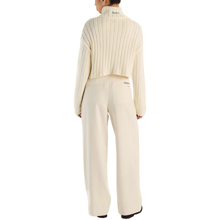 Malbon Allegra Chunky Knit Zip Up Golf Pullover Ivory - SS25 Women