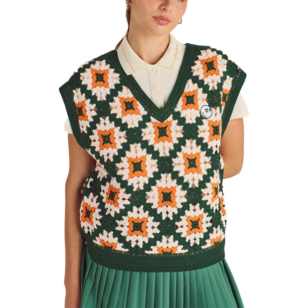 Malbon Bianca Knit Golf Vest Ivory Multi - SS25 Women