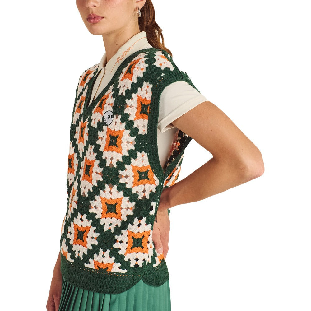 Malbon Bianca Knit Golf Vest Ivory Multi - SS25 Women