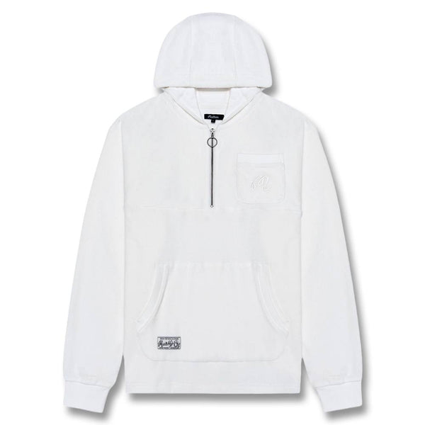 Malbon Castello French Terry Quarter Zip Hoodie Golf Jacket White - SS25 Men
