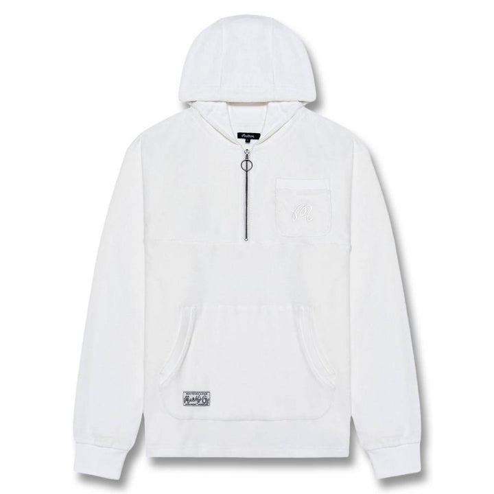 Malbon Castello French Terry Quarter Zip Hoodie Golf Jacket White - SS25 Men