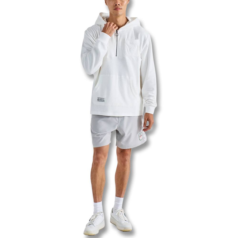 Malbon Castello French Terry Quarter Zip Golf Hoodie White - SS25