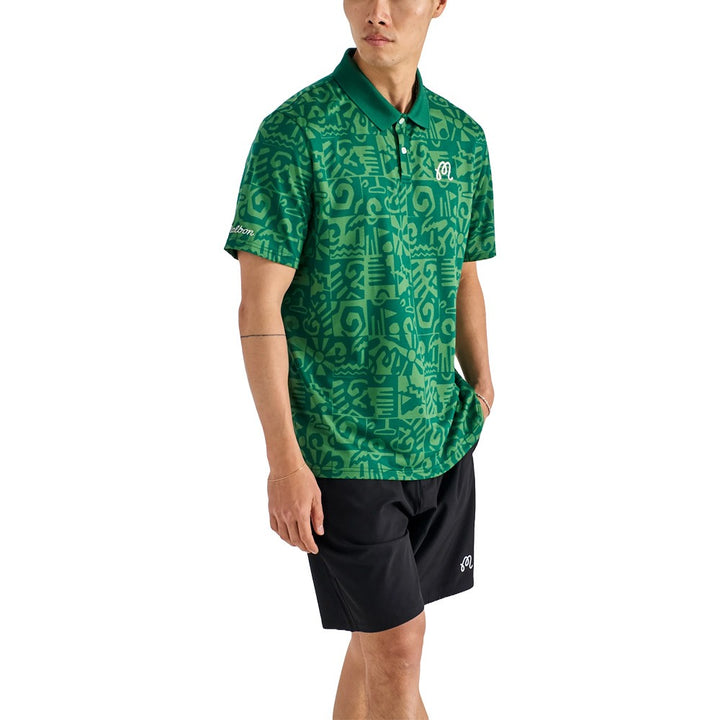 Malbon Mezzi Performance Pique Printed Golf Polo Kelly Green - SS25 Men