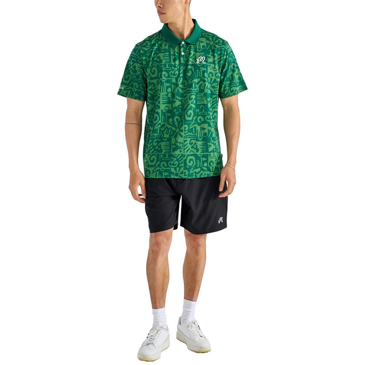 Malbon Mezzi Performance Pique Printed Golf Polo Kelly Green - SS25 Men