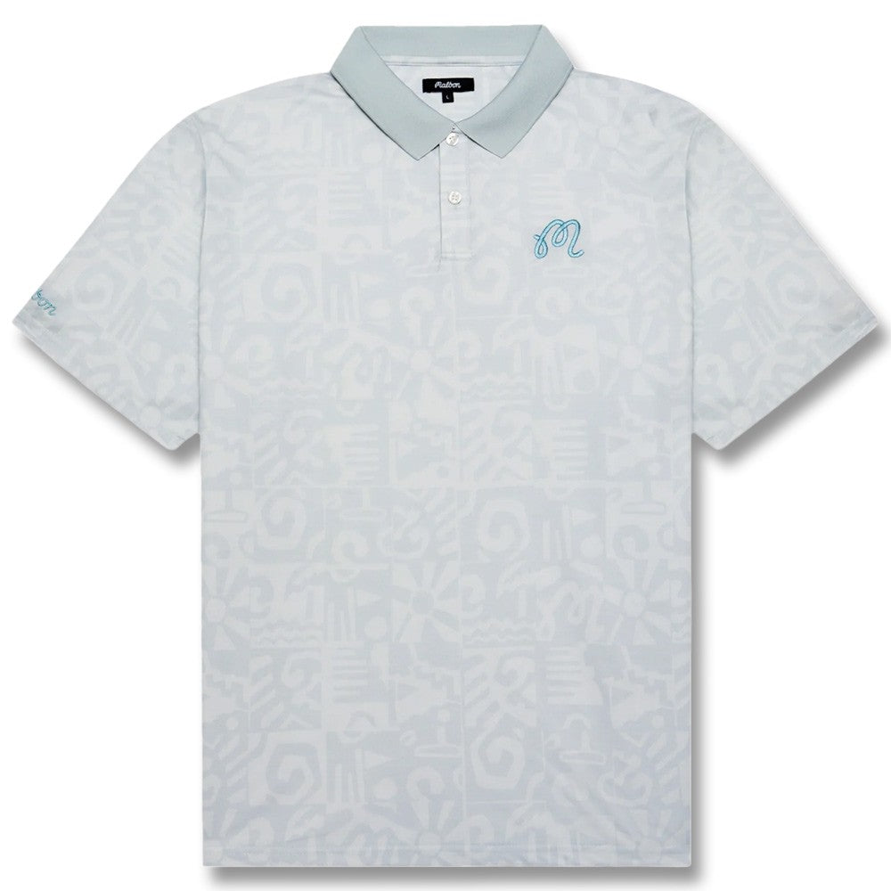 Malbon Mezzi Performance Pique Printed Golf Polo Silver