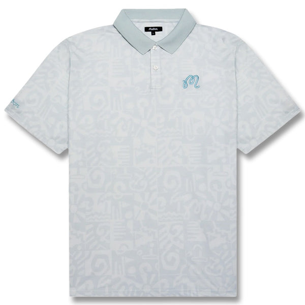 Malbon Mezzi Performance Pique Printed Golf Polo Silver - SS25 Men