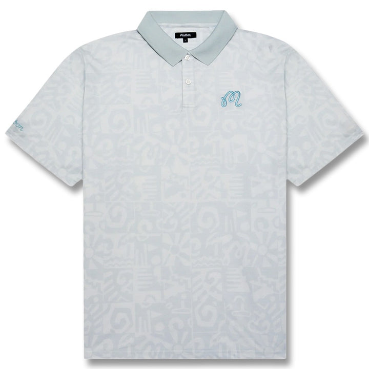 Malbon Mezzi Performance Pique Printed Golf Polo Silver - SS25 Men