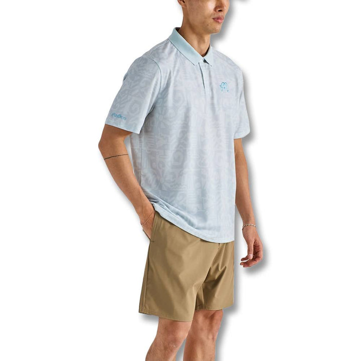 Malbon Mezzi Performance Pique Printed Golf Polo Silver - SS25 Men