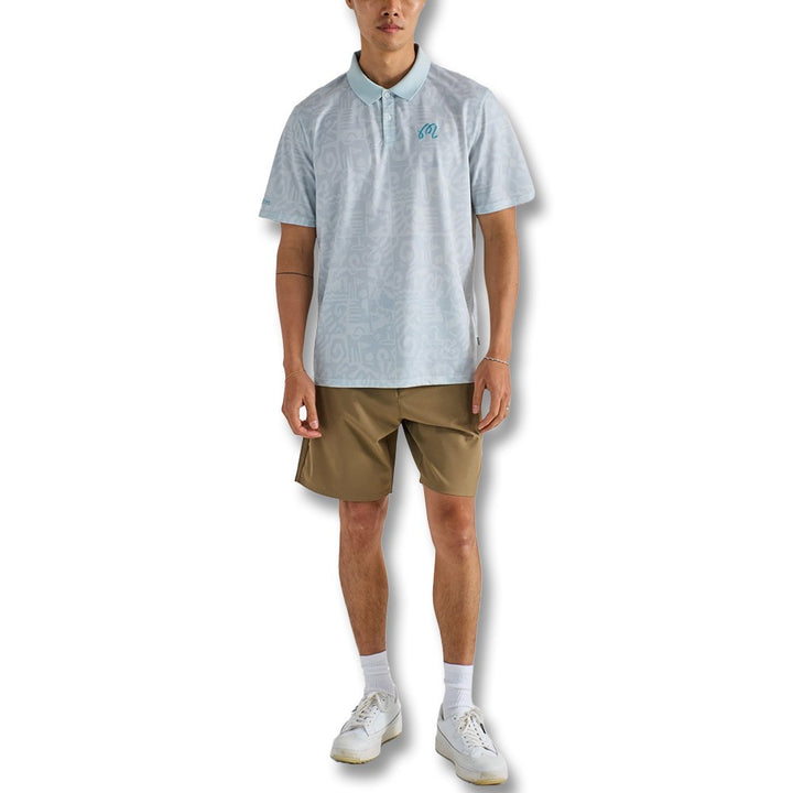 Malbon Mezzi Performance Pique Printed Golf Polo Silver - SS25 Men