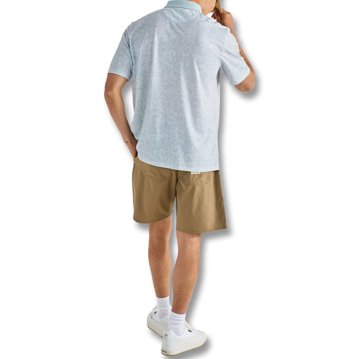 Malbon Mezzi Performance Pique Printed Golf Polo Silver - SS25 Men