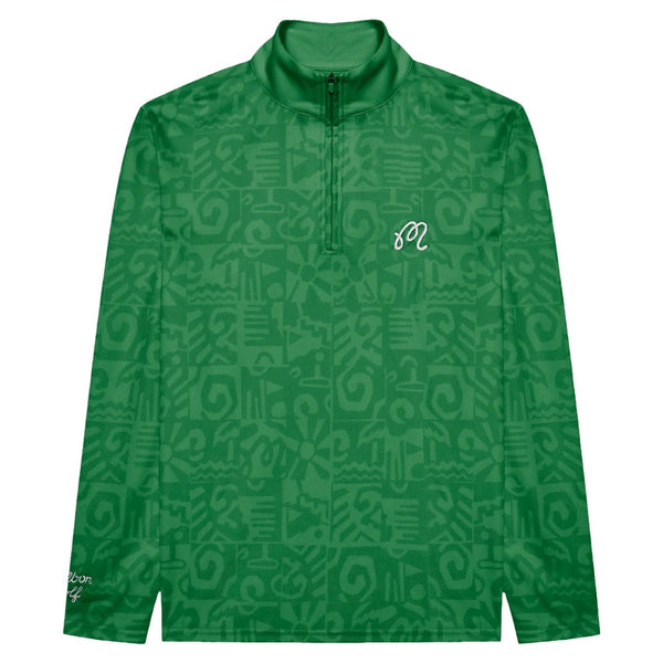Malbon Capo Performance Quarter Zip Golf Pullover Kelly Green - SS25 Men