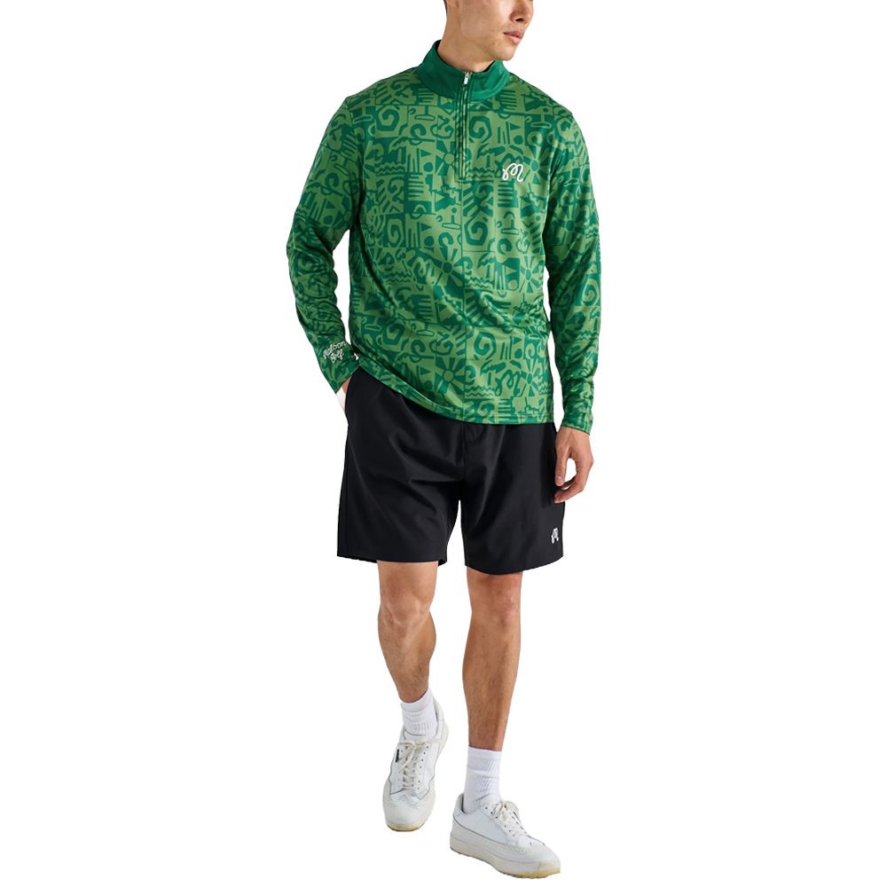 Malbon Capo Performance Quarter Zip Golf Pullover Kelly Green