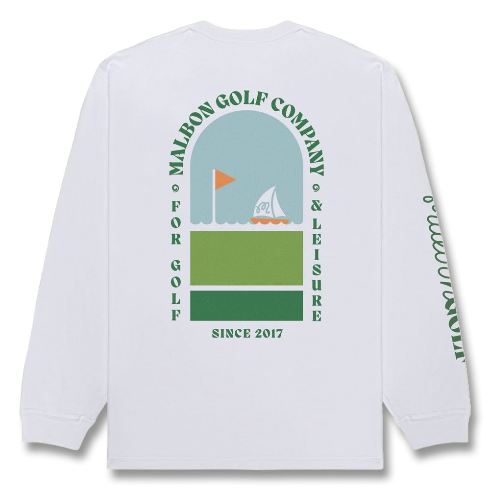 Malbon Marina Longsleeve Golf T-Shirt White - SS25 Men